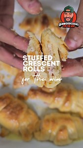 One of the easiest snacks or desserts to make is stuffed crescent rolls! In a bowl start with half a block of room-temperature cream cheese, then chop up some **fresh fruit** and mix it in. Add **2 to 3 tablespoons of powdered sugar** and **1 tablespoon of vanilla extract**, then stir everything together until smooth. Spoon the mixture into the center of a crescent roll, roll it up, and bake at **375°F for 10 to 15 minutes**. For an extra touch of goodness, brush the tops with melted butter afte