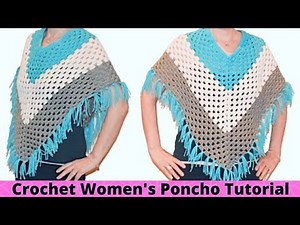 Crochet Granny Stitch Poncho Tutorial For Beginners | DIY Crochet Granny Poncho