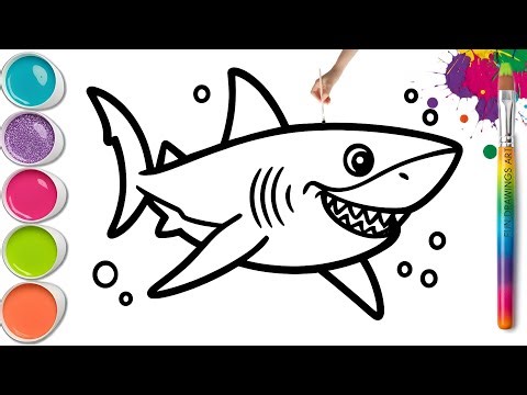 Shark Drawing 🦈🌅 Draw and Paint Easy Step by Step Tutorial