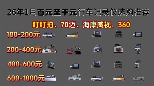 【六一推荐】2026年1月行车记录仪推荐|（70迈、360、海康威视、盯盯拍、凌度等品牌）怎么选|怎么选才是合适自己的车!夜视，安全，性价比！