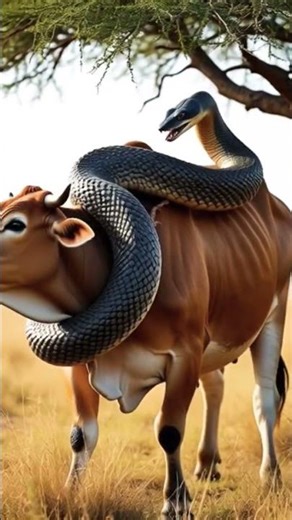 When a Snake Attacks a Cow… Shocking! 😱#shorts