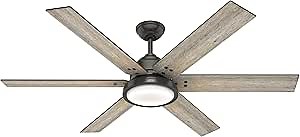 Hunter Fan Company 59461 Warrant 60 Inch Multiple Speed Ceiling Fan with LED Light, Remote Control, and Reversible Blades, Noble Bronze Finish