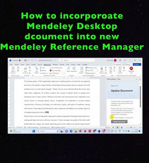 How do I incorporate a document prepared in Mendeley Desktop into new Mendeley reference manager?