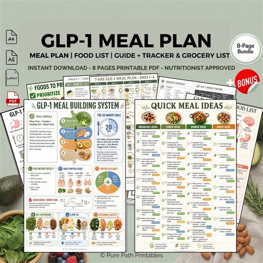 Natural GLP-1 Meal Plan Printable Diet Guide Boost GLP-1 Hormone Naturally PDF - Etsy