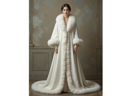 Luxury Wool Winter Cloak for Women | Faux Fur Bridal Overcoat - Etsy Canada