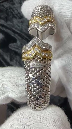 Bersani Italian Gold Flexible Clamper Bracelet with Diamonds