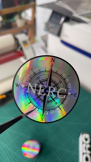 White ink UV print on holographic sticker | Stickerzone