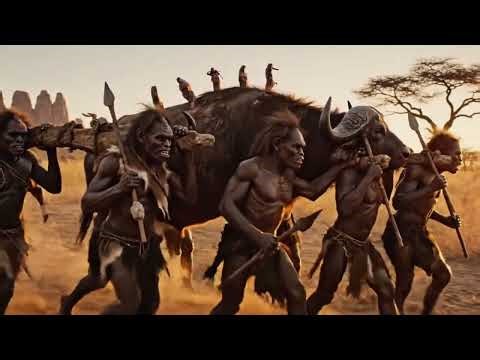 Prehistoric Hominids Struggles and Survival in the Hunting millions of years ago.