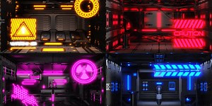 Sci Fi / Cyberpunk Parallax Rooms | One Click Interiors | Kpack