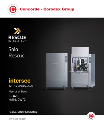 Concorde-Corodex Group on Instagram: "Rescue Intellitech develops the Solo Rescue decon washer to help fire and rescue services clean contaminated PPE quickly and safely, reducing contact with harmful particles while keeping gear ready for the next call. At @intersecexpo 2026 Dubai we will discuss the Solo Rescue washer and basket system concept, explain setups for SCBA sets and cylinders, masks, helmets, boots, gloves and small parts, and clarify how the accessories can be integrated into diffe