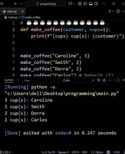 I Make Coffee in Python #python #programming #coding