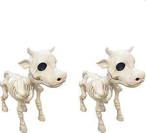 POUMANNI Cow Skeleton Halloween Decoration, Skeleton Cow Statue, Halloween Cow Skeleton, Cow Skeleton Halloween Decorative Prop, Skeleton Cow Halloween, 2PC