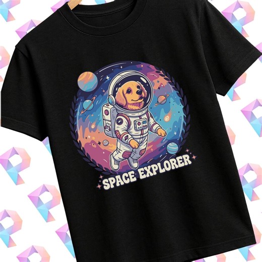 Space Explorer Dog T-shirt Design PNG, Astronaut Dog Illustration, Galaxy Adventure Cartoon Graphic - Etsy