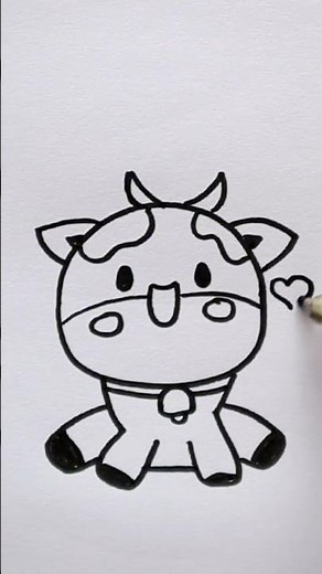 🐮✨ Try to Draw a Super Cute Cow in a few seconds! 🎨 #art #sketches #drawing