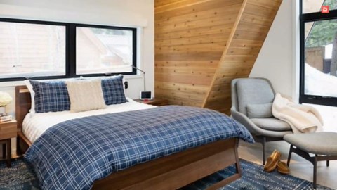 Contemporary A-frame Cabin With A Soaring Ceiling And Huge Windows