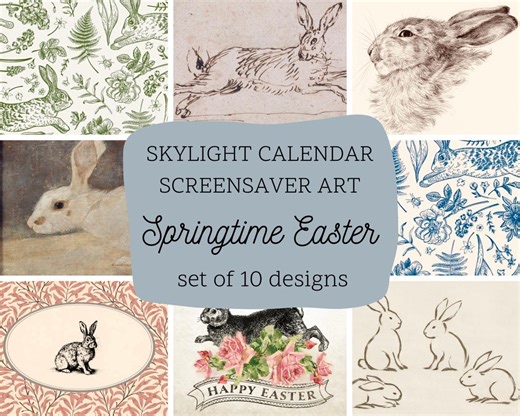 Skylight Calendar Art - EASTER BUNNY SPRING Screensavers Set of 10 Backgrounds, Vintage Rabbit Springtime Display, Digital Download - Etsy