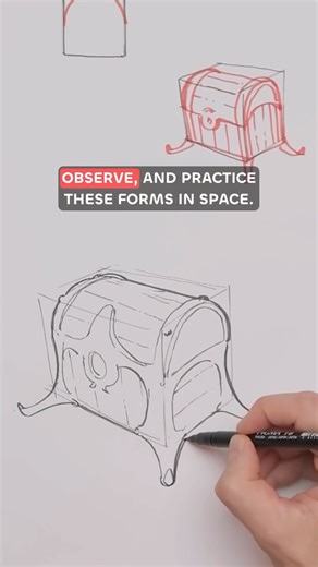 Artwod on Instagram: "Learn to draw props from imagination (treasure chest) #artwod #arttips #propdesign"