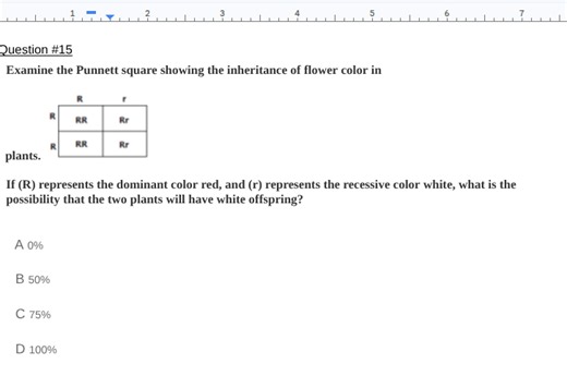 Examine the Punnett square showing the inheritance of flower co... | Filo