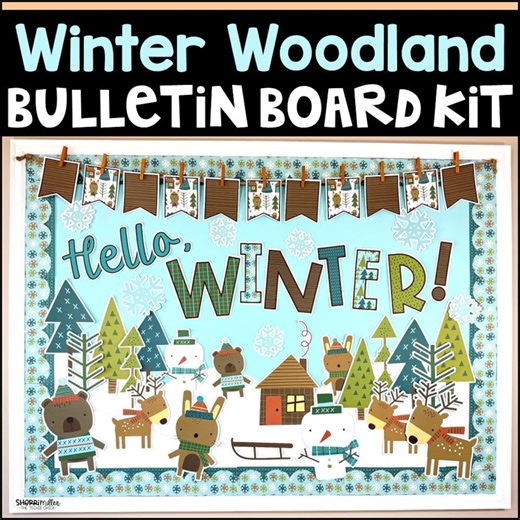 Winter Wonderland Woodlands Snowflake Bulletin Board Kit & Door Decor Ideas, January Classroom Decorations Letters Borders Banners - Etsy