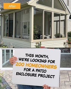 🤚 We’re looking for 200 homeowners looking to TRANSFORM their outdoor space! Get 25% OFF ANY project if your zip code qualifies! ✅ Custom-designed sunrooms, screen rooms, or enclosed porches. ✅ Limited Lifetime Warranty on every one of our enclosures. ✅ Trusted by homeowners since 1966 ✅ Tailored to your style, needs, and budget. Interested? Click here 👉 https://bit.ly/3XU5ZL0 | Patio Enclosures