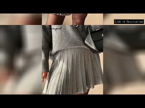Autumn Knit White Mini Pleated Skirts For Women A Line Skirt Gray High Waist Women Knitted Pleated S