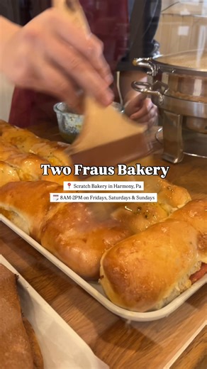 German Bavarian Soft Pretzels made from scratch? Order your New Year's Eve pretzels today! The Two Fraus Bakery is a staple in the small town of Harmony. Find German sodas, delicous sweets, and savory bites made fresh every day! 🥨 Find fresh sourdough bread, cookies, pepperoni roll and more at this scratch-kitchen in Historic Harmony, just 30-minutes north of Pittsburgh. ✨Stop by every weekend from 8AM to 2PM for homemade treats you can’t resist. #pittsburgh #butlercounty #experiencebutlercount