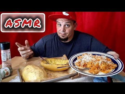 ASMR Spaghetti Squash With Tomato Sauce and Chicken🐔🍝