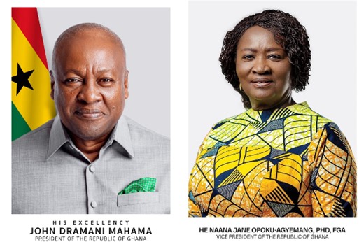 Government releases official portraits of President Mahama, Prof Naana Jane