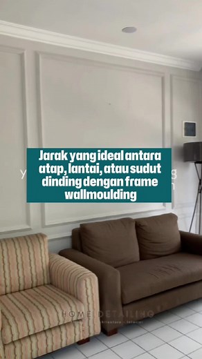Jarak yang ideal antara atap, lantai, atau sudut dinding dengan frame wallmoulding agar hasilnya etetik ! #WallMoulding #InteriorDesign #DekorasiRumah #HomeDecor #MinimalisMewah #FrameWallMoulding #TipsDekorasi