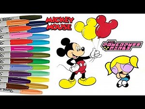 Powerpuff Girls Coloring Book Bubbles Mickey Mouse Balloons PPG vs Disney