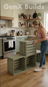 She Turned Wooden Crates Into a Stunning Kitchen Storage Rack! 🤯🪵 | DIY Kitchen Makeover