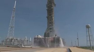 A successful water flow test with the mobile launcher at Kennedy...