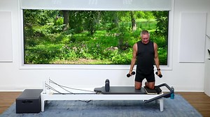 Join me for this quick workout focusing on Inner and Outer Thighs with the Reformer, and Upper Body work with Dumbbells. Have a great Monday! | John Garey TV