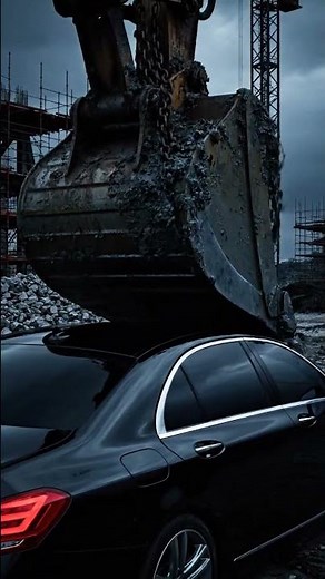 Luxury Car DESTROYED by Excavator! 😱 Watch This Unbelievable Moment!