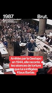 4.9M views · 51K reactions | "Klaus Barbie a dit : 'liquidez-moi ça'. 'Ça', c'est moi." En 1987, Lise Lesèvre, résistante française arrêtée par la Gestapo en 1944, racontait comment elle avait été torturée par Klaus Barbie lors de son procès pour crime contre l'humanité à Lyon. ➡️ "Le Procès de Klaus Barbie" est diffusé ce mardi 8 avril à 21h10 sur France 2 et sur France tv. | Brut | Facebook