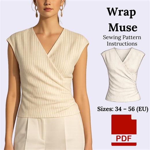 Wrap Muse Top Sewing Pattern | Beginner Friendly Knit Top PDF - Etsy