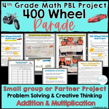 End of Year Math Project- Parade Theme PBL 4th Grade Addition Multiplication Art