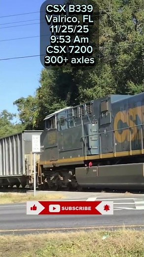 CSX Bone valley train crosses busy road at Valrico, FL. #train #railfan