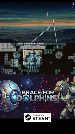 Brace for Dolphins! is a #2d #topdown #roguelite #strategy #gaming similar to #factorio and #ftl
