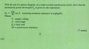 With the aid of a phasor diagram for an under-excited synchrono... | Filo