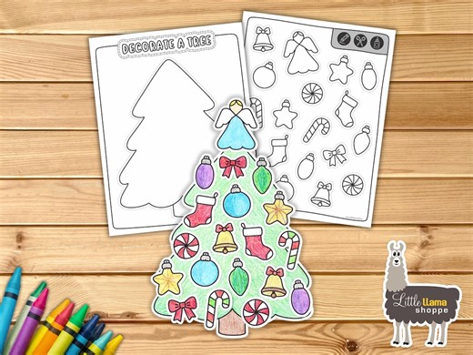 Decorate a Christmas Tree Printable Craft | Kids Coloring, Cut-and-paste Activity | Preschool Holiday PDF | Instant Download - Etsy