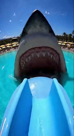 Waterslide into pool full of hungry piranhas attack fast #wildlife #adventure #extreme