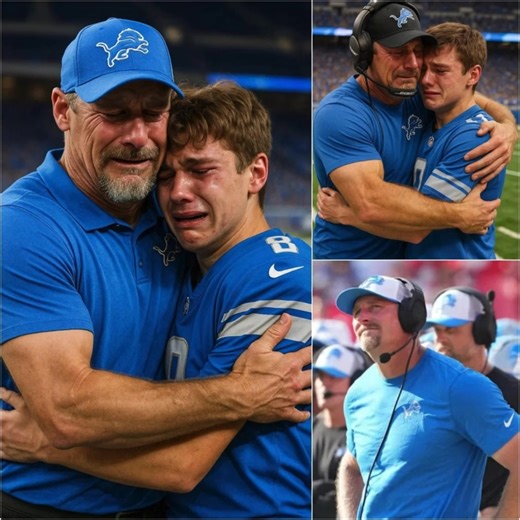 "BREAKING: Dan Campbell Kept a Secret for 18 Years — And When the Boy Appeared at Ford Field, the World Cried In 2007, while driving home late at night from a veterans' charity event in rural Tennessee, Detroit Lions head coach Dan Campbell came across an image he would never forget — a newborn baby, abandoned by the roadside, wrapped in a worn football jacket, shivering under the freezing rain. There were no witnesses. No headlines. No cameras. Just darkness, storm, and the faint, heartbreaking