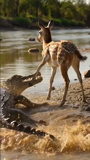 Crocodile Explodes From River and Grabs Deer! Most Heart Stopping Attack Ever 🐊😱