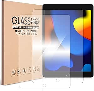 KIQ 2 Pack Tempered Glass Compatible iPad 9th 8th 7th Generation (10.2 Inch ipad Screen Protector 9/8/7 gen 2021 2020 2019)