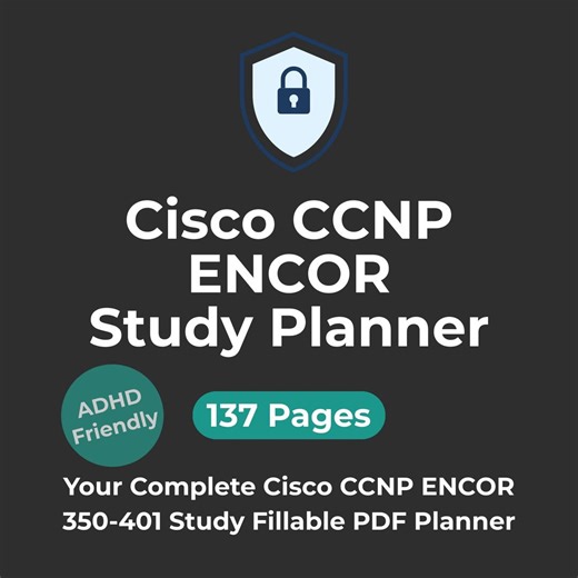 ADHD Study Planner 350-401 Cisco Ccnp Encor Adhd Friendly Exam Prep Fillable PDF Digital Planner IT Certification Study Guide Dark Mode - Etsy