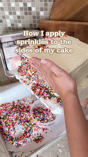 Someone recently asked how I applied the sprinkles to the sides of my cake and this is how I did it!