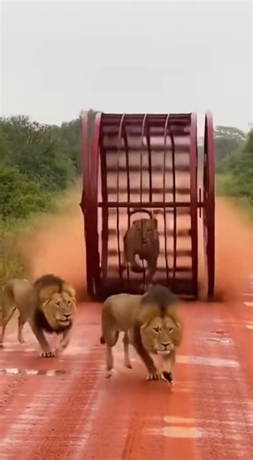 Energetic Leopard Uses A Giant Wheel To Surprise The Resting Lion Pride