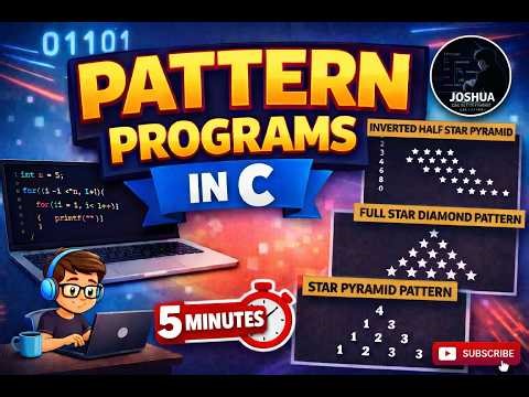 “C Pattern Programs in 5 Minutes 🔥 (Star Patterns)”Very easy logic.