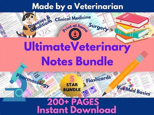 Ultimate Veterinary Notes Bundle BEST SELLING 244 Page Vet Tech Notes, Vet Med Study Guide, Navle & VTNE Prep: 44 Chapters - Etsy UK